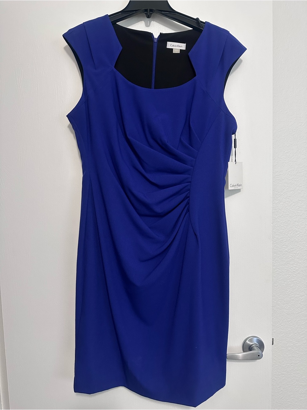 Calvin Klein Cobalt Blue Draped Sheath Dress